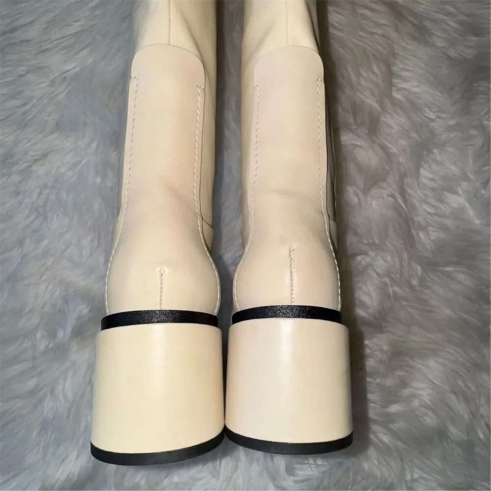 Franco Sarto Women's Dorica Wide Calf Ivory Over the Knee Riding Boots Size 7.5‎